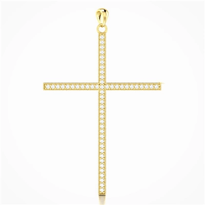 Pingente Cruz em Ouro Amarelo 18K com Zircnias Brancas
